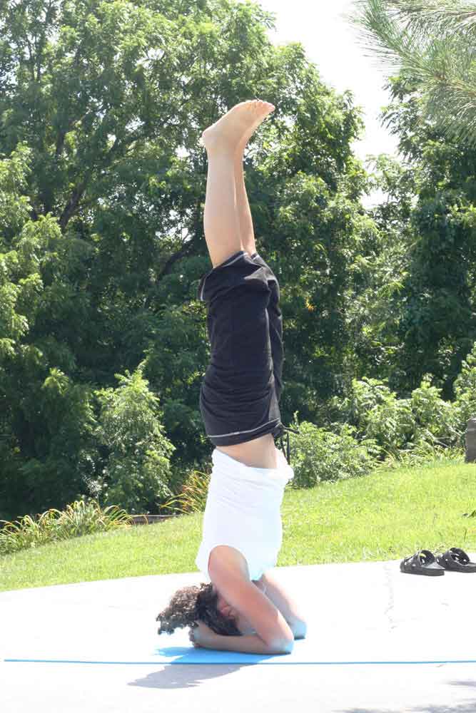 headstand at garden